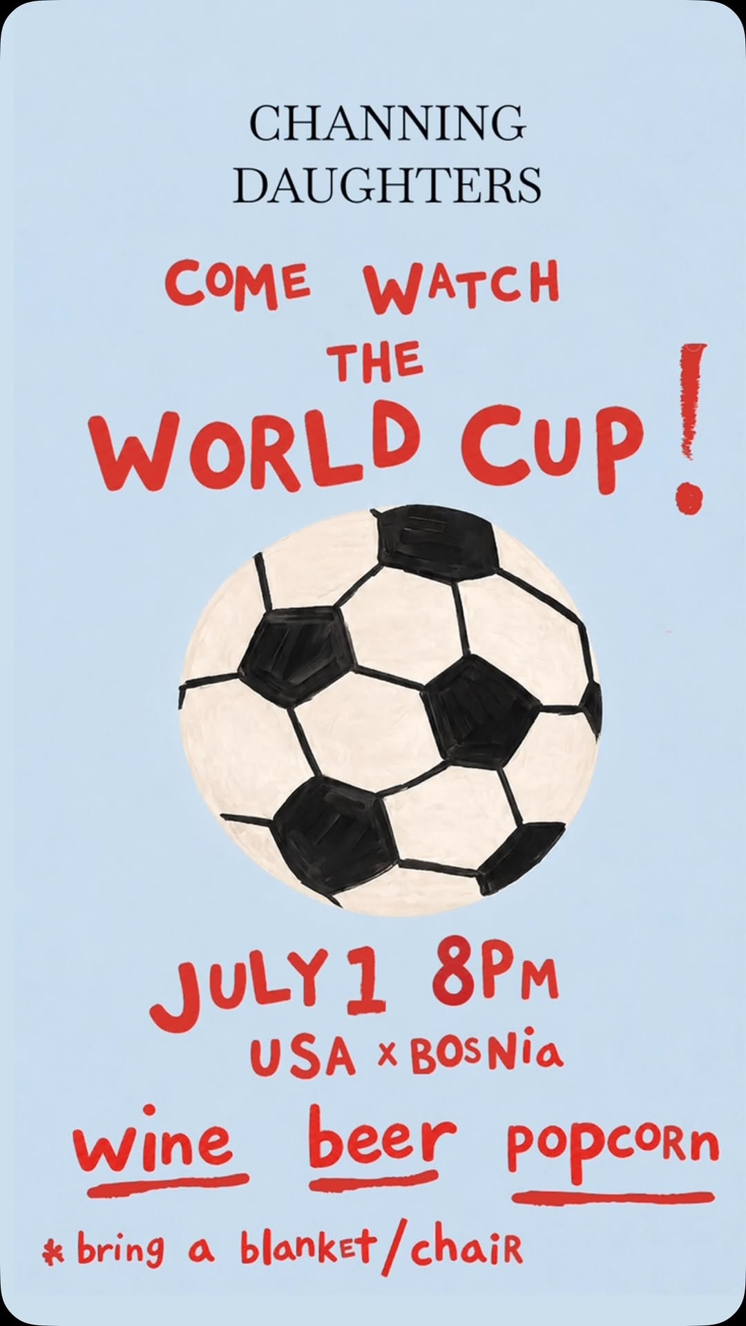 Outdoor projector screening of the World Cup at the winery